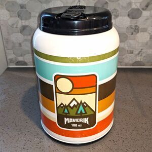Maverik Whirley XM-100 100oz Insulated Jumbo Mug Retro Stripes Made USA